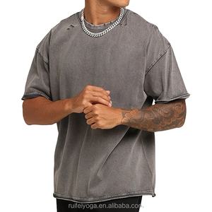 T-shirt décontracté long en coton vintage personnalisé pour homme, 100 % coton jersey, écologique, effet vieilli - Product Image 1