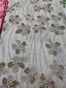 Perles de mariée blanches de luxe tissus de filet de dentelle robe brodée de Style européen paillettes brillantes antistatique résistant aux taches non tissé - Product Image 5