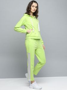 Ensemble de survêtements de sports d'hiver pour femmes 100% coton solide 2 pièces écologique personnalisé pantalon de survêtement à capuche zippé à la mode doublé polaire - Product Image 3