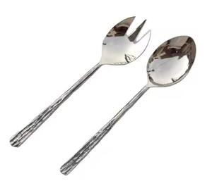 Ensemble de serveurs à salade décoratifs en métal avec manche en forme de branche dorée et feuilles, design luxueux, pour servir le dîner au restaurant, cuillère à salade - Product Image 2