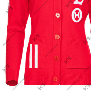 Greek sorority delta sigma|theta| <b>red</b> <b>cardigan</b> V-neck women's sweater acrylic knitted university <b>cardigan</b> winter embroidery logo - Product Image 4