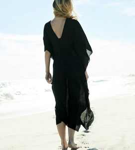 Holiday 100% Rayon Fabric V-Neck Summer Solid <b>Kaftan</b> <b>Long</b> Sleeves Comfortable Bohemian Spring Bohemian Black <b>Kaftan</b> - Product Image 4