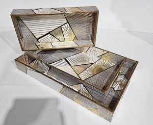 Bandeja para servir café de madera MDF de alta calidad, diseño rústico moderno, forma Rectangular para uso en el hogar y el restaurante, precio razonable - Product Image 1