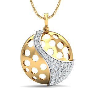 Geometric Round Pendant Dainty Brass Necklace for Women 18k Gold Plated Hollow Circle Design Wholesale Pendant - Product Image 1