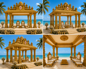 Mandap de mariage élégant en fibre de verre pour le temple Grand Gopuram, avec piliers sculptés et design majestueux, idéal pour les mariages à destination, personnalisable - Product Image 2