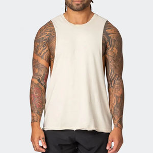 Camiseta sin mangas de algodón con logotipo personalizado al por mayor para hombre, camiseta de entrenamiento muscular para correr, talla XL, estilo lavado - Product Image 2