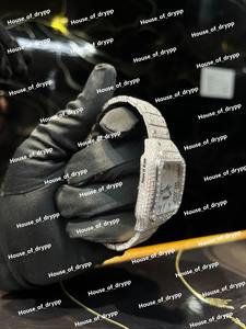 Reloj de pulsera de acero inoxidable con diamantes incrustados, esfera romana, automático, estilo hip hop para hombre. - Product Image 2