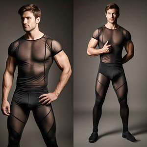 Legging de malla de poliéster 100% para hombre, mallas transparentes sexis de malla transparente, mallas transparentes con cintura elástica para hombre - Product Image 6
