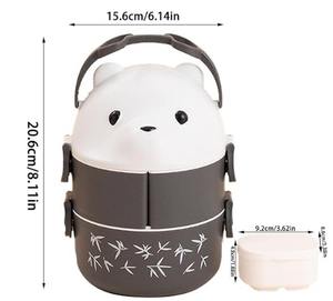 2025 articles de vente chauds enfants enfants boîtes à lunch en plastique Teddy plastique Bento boîte à lunch, conteneurs nourriture avec cuillère et fourchette - Product Image 1