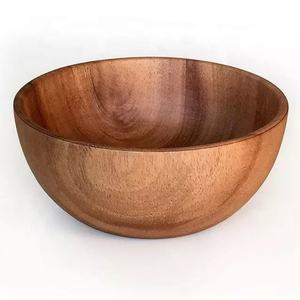 Acacia Wood Round Shape High Quality Serving Dinnerware Salad Bowl Factory Supplier Dinner Table Cookware <b>Wooden</b> Salad Bowl <b>Set</b> - Product Image 5