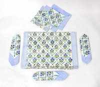 Ensembles de tapis et serviettes de table en coton imprimé bloc pour la salle à manger Placements Textiles de cuisine Salle à manger de style indien