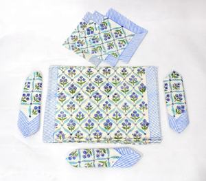 Block Print Cotton Table Mats and Napkins Sets for the Dining Room Placements Kitchen Textiles Indian Style Dining - Product Image 3
