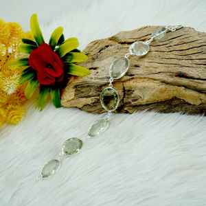 Elegante pulsera de plata de ley 925, cadena ajustable, estilo bohemio, Topacio blanco, piedra preciosa para bodas, fiestas, regalo especial - Product Image 1