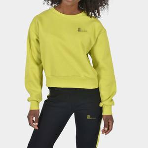 เสื้อครอปสตรีผ้าฝ้ายโพลีเอสเตอร์สีพื้นผ้าเทอร์กันหด300กรัมปักลายฤดูหนาว - Product Image 4