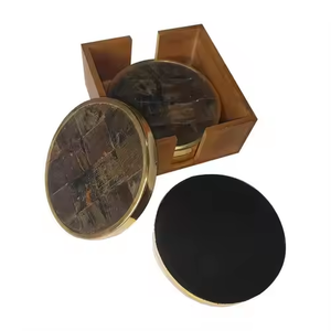 Sous-verres carrés classiques en véritable corne de buffle, élégants et de haute qualité, écologiques, pour café et thé, usage domestique, artisanat Saniya - Product Image 4