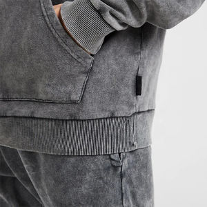 100% algodón lavado con ácido Crop zipped Hoodie Jogger chándal mujeres bordado parche Flare apilado chándal - Product Image 6