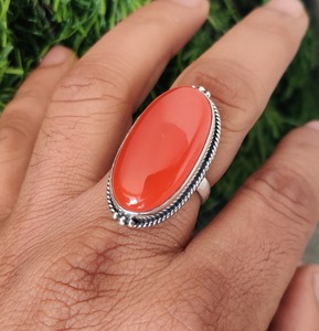 Anillo clásico de joyería para mujer, joyería de estilo bohemio de Plata de Ley 925, piedra preciosa cornalina, anillo hecho a mano, regalo para esposa - Product Image 3