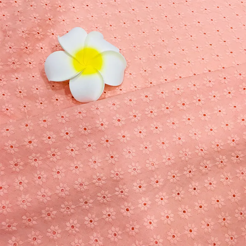 Pink exquisite chrysanthemum embroidery fabric for women's children's shirt dress cotton embroidery fabric