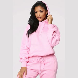 Nouveau style Logo personnalisé femmes décontracté solide longueur régulière hiver à manches longues polaire à capuche survêtement empilé pantalon - Product Image 4