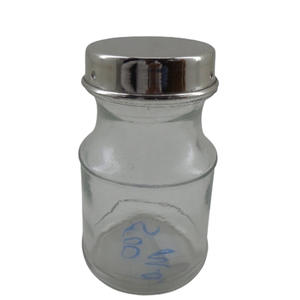 Kitchen Storage Metal & Glass Jar With Lid Nickel Silver Color Use for Home and Restaurant Customized in Bulk - Product Image 1