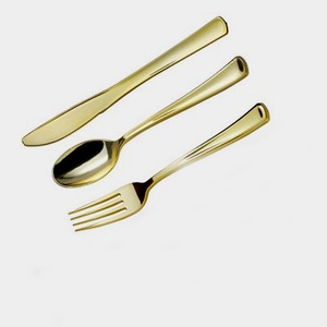 Sale Luxury <b>Gold</b> Polished Restaurant Stainless Steel Bold end Handle Cutlery Stainless Steel Cutlery Flatware Wedding Set - Product Image 1