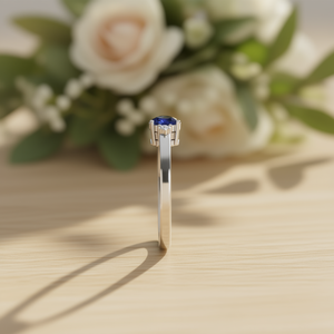 Anello di Fidanzamento Classico da Donna in Argento Sterling 925 con Tanzanite Naturale e Topazio Bianco a Forma di Goccia d'Acqua, Gioielleria Fine - Product Image 3