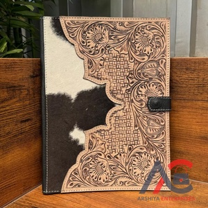 En stock A4 cuir usiné à la main portefeuille d'affaires dossiers de conférence fabrication peau de vache organisateur Agenda bloc-notes couvre - Product Image 1