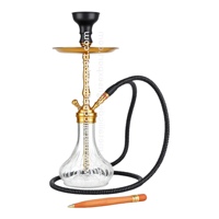 Chicha noire élégante et écologique avec base en verre texturé, tige en métal torsadé, bol en céramique, tuyau stylé – Ensemble chicha premium
