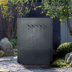 Fontaine murale cascade rectangulaire moderne haut de gamme en métal noir à 5 becs pour jardin extérieur - Product Image 6