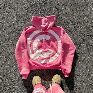 Sweat à capuche personnalisé pour hommes lavé à l'acide avec patch de broderie vintage en polaire zippée à motif imprimé vieilli - Product Image 5