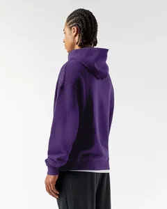 Men's Purple Hooded Sweatshirt Oversized Fit Solid <b>Colour</b> Casual Fleece Hoodie With Front Pocket Autumn Wear 2027 - Product Image 5