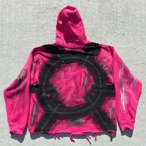 Sudadera con capucha recortada con estampado de logotipo personalizado para hombre Vintage Rip Distressed Street Style 100% algodón temporada de invierno - Product Image 2