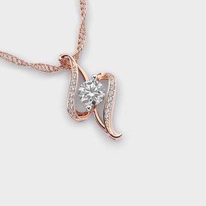 Colgante de Diamante Redondo con Diseño en Espiral en Oro Blanco/Rosa/Amarillo de 9K - Product Image 2