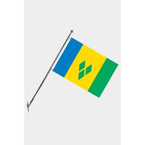 Ensemble de mât de drapeau télescopique mural Saint-Vincent-et-les-Grenadines avec accessoires de présentation - Product Image 1