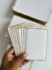 Juego de Papelería Ecológica con Sobres para Tarjetas de Boda de Papel Deckle de Algodón Hecho a Mano, Bordes Pintados a Mano y Impresión Tipográfica - Product Image 4
