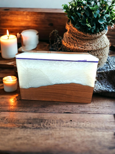 Urna de cremación de palisandro, incrustaciones de resina blanca, caja funeraria de madera, recuerdo conmemorativo para mascotas y humanos - Product Image 3