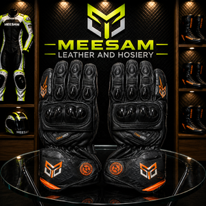 ถุงมือหนังสำหรับขี่มอเตอร์ไซค์ MEESAM LEATHER HOSIERY รุ่นใหม่ ปี 2027 แบบเต็มนิ้ว ระบายอากาศได้ดี พร้อมแถบตีนตุ๊กแก - Product Image 3