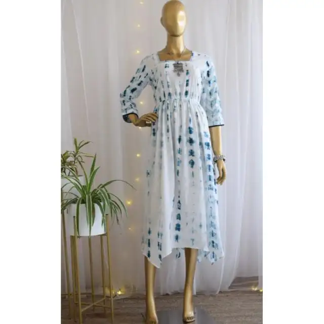 Dài kaftan cho phụ nữ của sexy kỳ nghỉ Trắng TIE DYE nhà loungewear mới bán buôn mùa hè Dresses