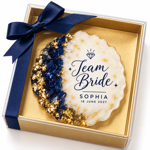 Imanes de Resina Epoxi Personalizados para Refrigerador, Recuerdos de Despedida de Soltera, Nombres Personalizados, Fecha, Azul Dorado, Regalos para Despedida de Soltera - Product Image 5