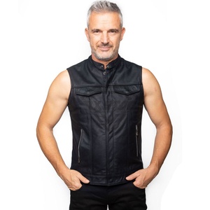 Chaleco de Cuero Casual para Hombre de Talla Grande, Chaleco de Cuero Vacuno a la Moda, Chaleco de Cuero sin Mangas para Motocicleta, Personalizado OEM ODM - Product Image 1