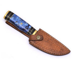 Burraq Ecommerce Custom Handmade Damascus Steel Multi-Functional Skinner <b>Knife</b> Resin Handle Leather <b>Sheath</b> 9-Inch Overall Length - Product Image 5