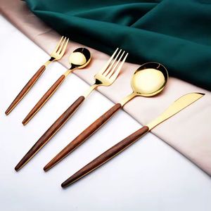 Cutlery <b>Used</b> In Kitchenware Tabletop Cafe Home Silver Color Plated Flatware Luxury Wooden Handle - Product Image 4