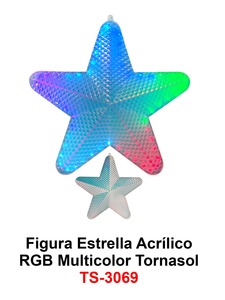 Figura de Estrella Acrílica con Luz LED Iridiscente Multicolor RGB, Decoración Navideña y Juguete TS-3069 TW - Product Image 6