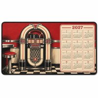 Tapis de bar rétro 2027 avec calendrier, style vintage Jukebox, anti-dérapant, absorbant les éclaboussures, pour comptoir
