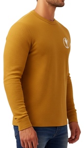 Pro-Style Custom Men’s Anti-Wrinkle Long Sleeve <b>Waffle</b> Knit T-<b>Shirt</b> Casual Slim-Fit Crewneck - Product Image 2