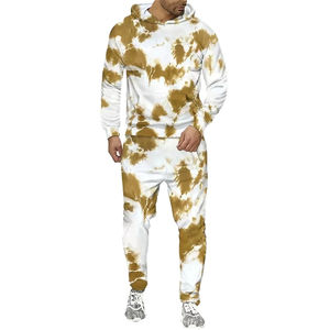 ชุดวอร์มแบบมีฮู้ดซิประบายสำหรับผู้ชายสำหรับฤดูหนาวชุดวอร์มมัดย้อมสำหรับผู้ชายแจ็คเก็ตเสื้อกางเกงชุดเสื้อผ้า2ชิ้น - Product Image 5