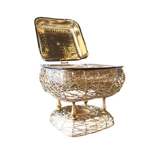 Plat de service en acier inoxydable martelé pour buffet, taille et forme personnalisées, chauffe-plat - Product Image 1