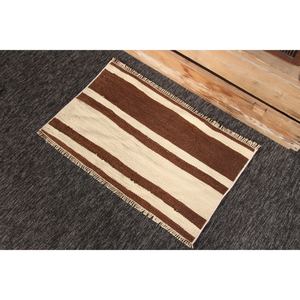 Alfombra Turca Vintage Pequeña de 2.5x1.4 pies, Alfombra Beige a Rayas - Product Image 3