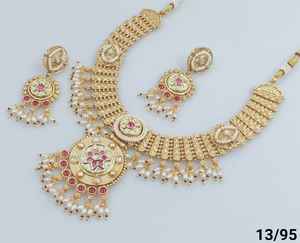 INDIAN TRADITIONAL and FASHIONABLE COPPER JEWELLERY BRIDAL WEDDING JEWELLERY <b>SET</b> for WOMEN EARRINGS and NECKLACE <b>SET</b> - Product Image 2