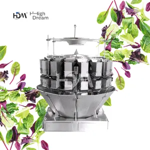 500g Spinach Salad Lettuce Food Automat Market Bag Packing Machine 16 Head Large Volume Multihead Weigher